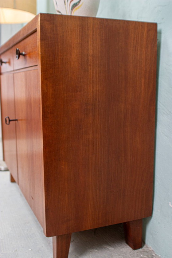 Image 1 of Vintage chest of drawers sideboard pattern ring teak nut mid century 60s