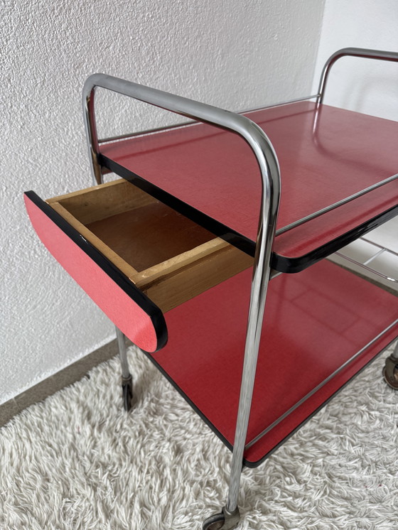 Image 1 of Rolling Formica Sideboard 60s