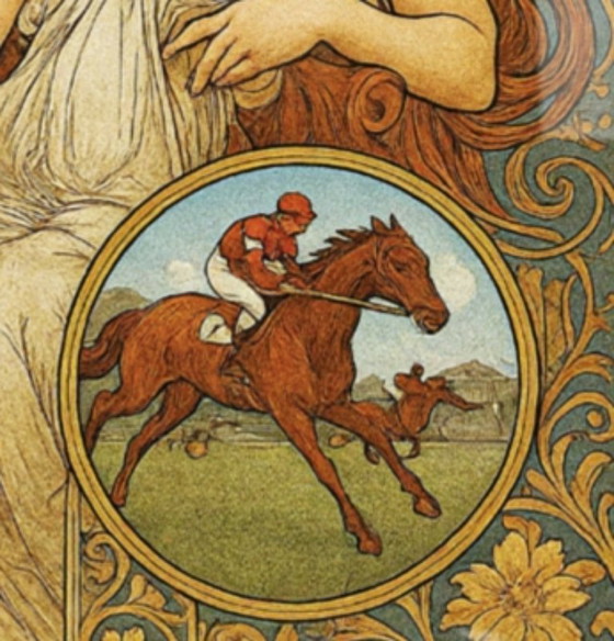 Image 1 of Renbaan Duindigt Race Horse Travel Art Nouveau Print Poster in Frame