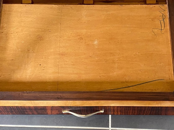 Image 1 of Vintage 1950s rosewood veneer side table/desk with one drawer