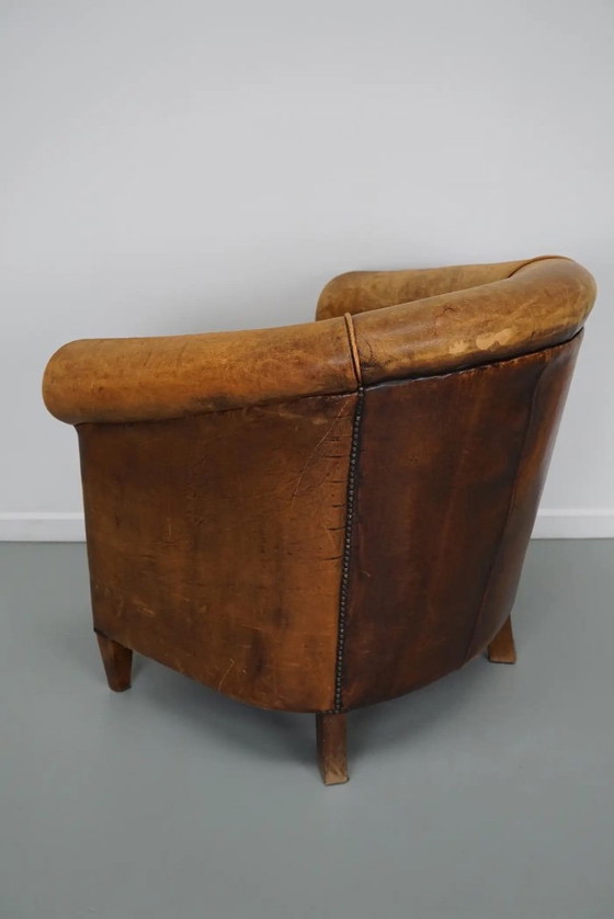 Image 1 of Vintage Nederlandse cognackleurige leren clubfauteuil