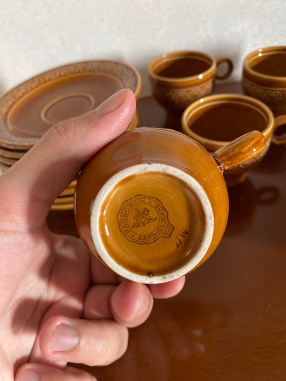 Vintage Pagnossin Treviso Tea & Coffee Service 21 Pieces, 1970s – Caramel Brown Earthenware – Crockery (photo 10 of 11)