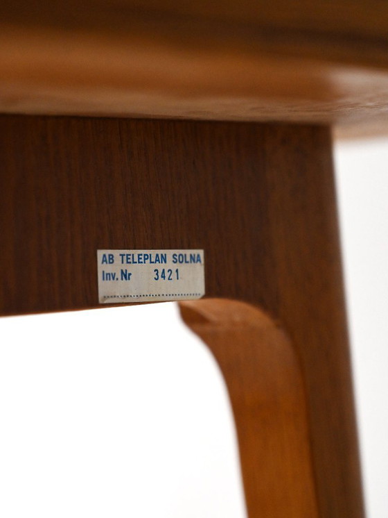 Image 1 of 1960s Scandinavian oak coffee table with slatted shelf