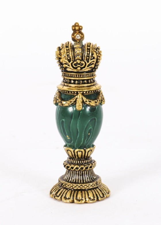 Image 1 of Jeu d'échecs Fabergé vintage en noyer, marbre d'Amboine et malachite, XXe siècle