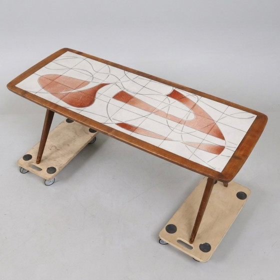Image 1 of Vintage Scandinavian coffee table with tiled top - Edmund - 1950s