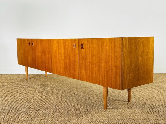 Image 1 of Scandinavian teak sideboard with 4 doors and tapered legs, 1960s