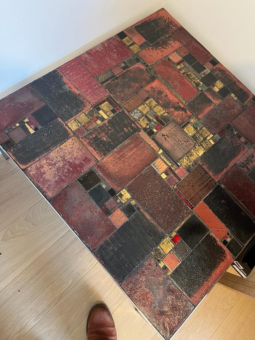 Pia Manu square coffee table from the 1960s with beautiful inlay