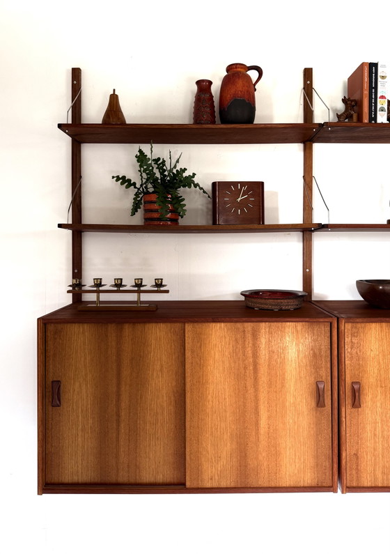 Image 1 of Vintage teakhouten modulair wandsysteem, denemarken ‘60