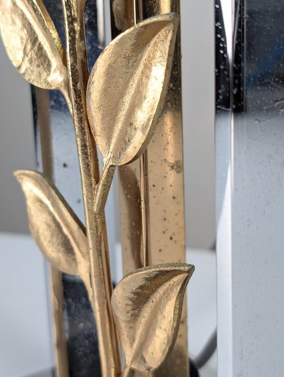 Maison Charles tafellamp in chroom en verguld brons met roosmotief, Frankrijk, jaren 70 – Tafellampen, Bronze (photo 8 of 13)