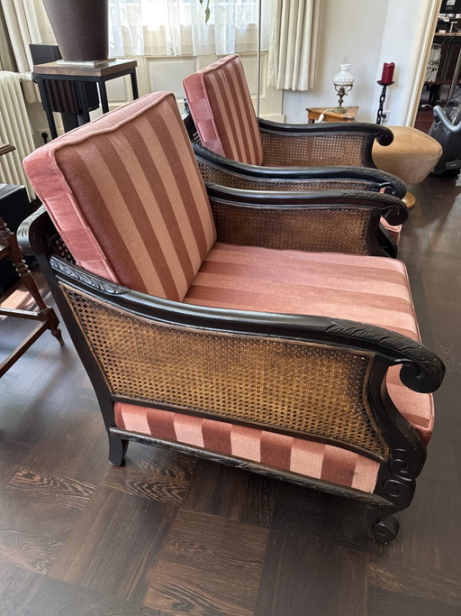 2 fauteuils Pander vintage restaurés – Rattan, Velvet (photo 2 of 8)
