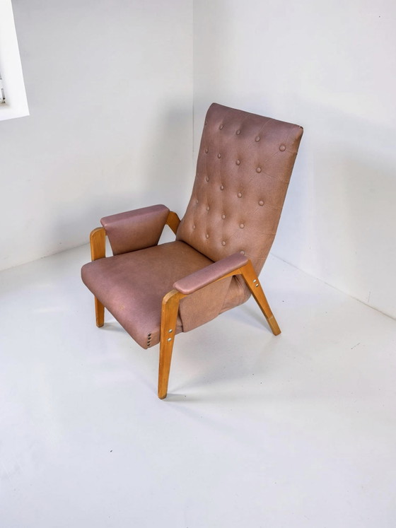 Image 1 of Vintage fauteuil lichtbruin skai leer