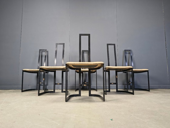 Image 1 of Gastone Rinaldi postmoderne Esszimmerstühle für Thema Italy, 1980er Jahre – 6er-Set