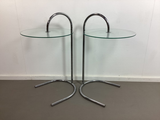 Image 1 of 2 tables vintage Ikea Ry chromées avec verre Björklund 