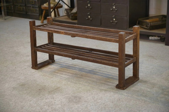 Jaren 50 iepenhouten schoenenkast – Wandrek, Vintage (photo 12 of 12)
