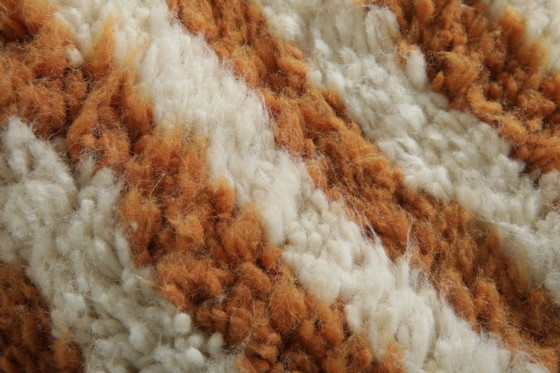 Image 1 of Tappeto marocchino a righe, minimalista, color ruggine, arancione e beige - 3x2 metri