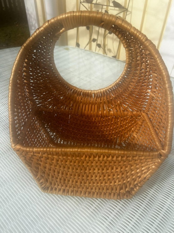 Image 1 of Panier suspendu tressé, panier en osier, panier mural, marron, 36 cm, vintage
