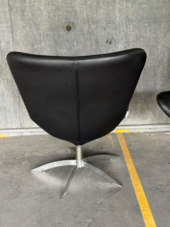 Pair of Hjort Knudsen Swivel Chairs – Leather, Metal (photo 6 of 8)