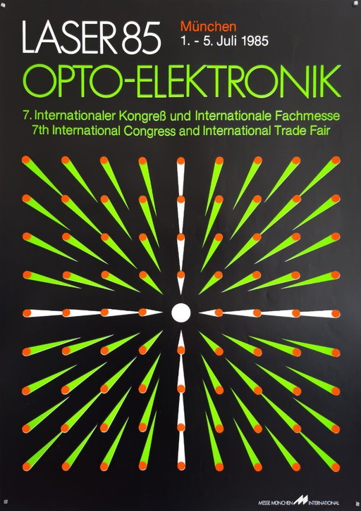 💥 Laser 85: Opto-Elektronik – Original Poster | München, 1985 | Neo-Constructivist Design | 59 × 84 cm (A1) 