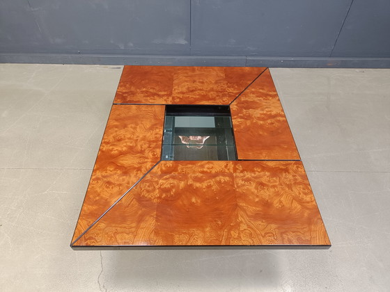 Image 1 of Vintage burl wood hidden bar coffee table, 1970s