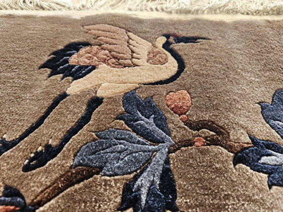 Handgeknoopt zijden vloerkleed met kraanvogelmotief, China, jaren 50 – Vloerkleden en tapijten, Silk (photo 2 of 18)