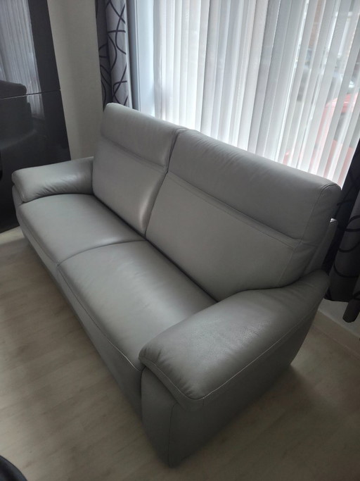 Divani Natuzzi - Grigio chiaro - 3 posti + 2 posti relax – zithoek, Leather (photo 2 of 10)
