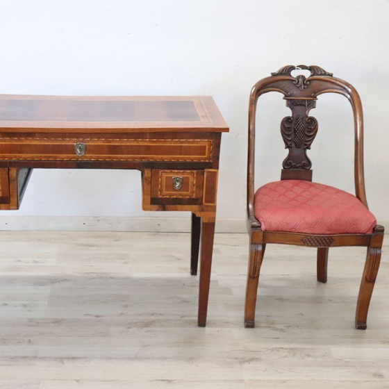 Image 1 of Antique Desk in Walnut inlaid, Italy Late 19th Century