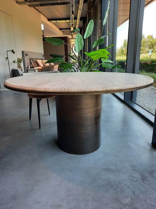 Tablez Round Dining Table Travertine