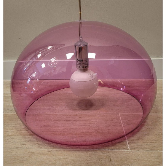 Image 1 of Pair of vintage pendant lamps model Fl/Y in blue and pink by Ferruccio Laviani for Kartell, Italy 1980-1990s