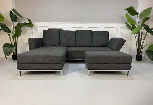 Brühl Fourtwo Sofa Stoff Couch Schlafsofa Grau + Hocker