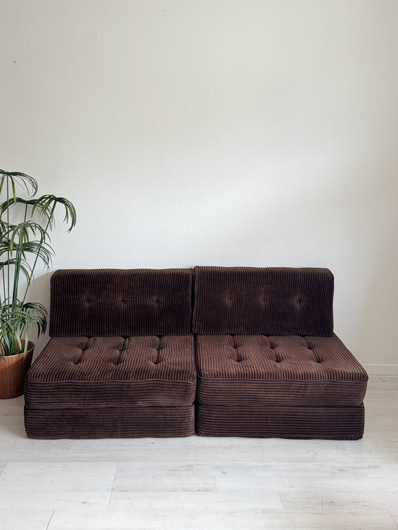 Image 1 of Canapé-lit vintage Daybed Brown Rib 70s