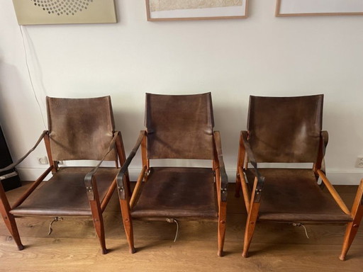 3 x Kaare Klint for Rud Rasmussen KK47000 Safari chairs