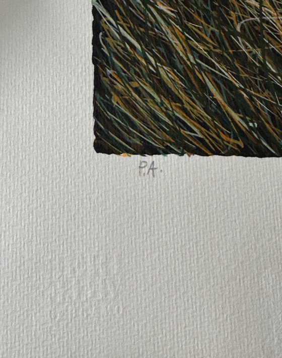 Image 1 of Franco Azzinari zeefdruk, Mediterraan landschap, 60x80cm, moderne kunst