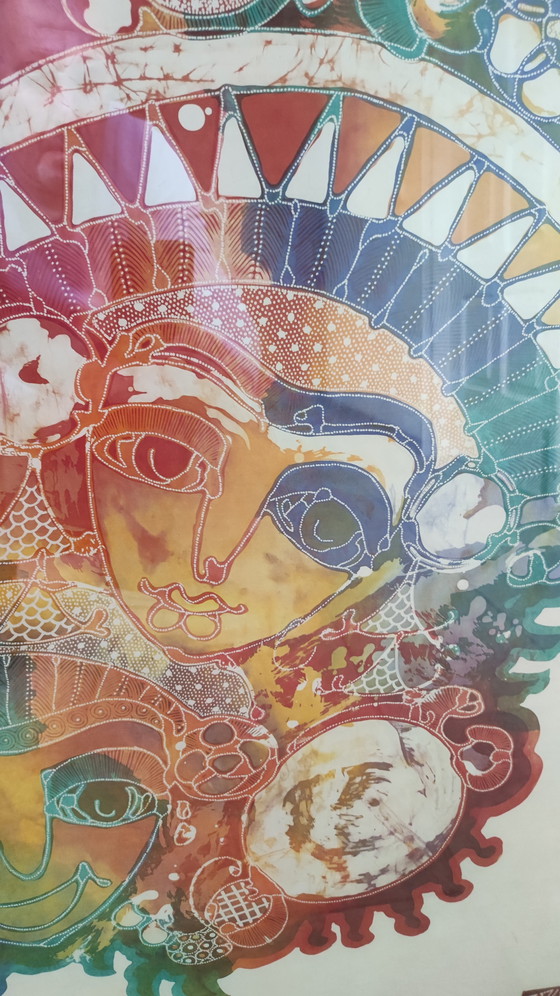Image 1 of Grande œuvre d'art en batik encadrée