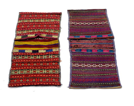 2x Original Handgeknüpfte Salz Tasche aus Echter Wolle, Khurjin, Afghan Deco 70x30 cm