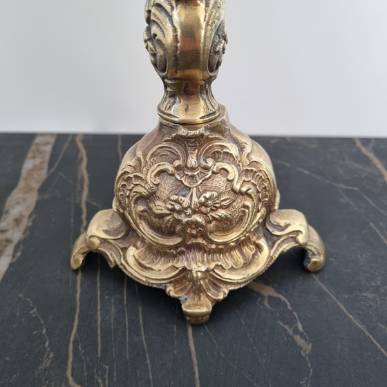 Image 1 of Candelero barroco de latón de cinco brazos