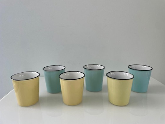 Image 1 of Tassenset im 50er-Jahre-Look in Hellblau und Hellgelb