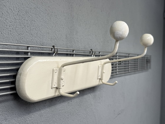 Image 1 of Mid-century white coat rack with spherical hooks