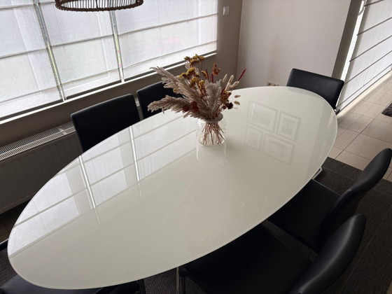 Image 1 of Ovale tafel van 220 x 110 cm en 6 Hulsta stoelen