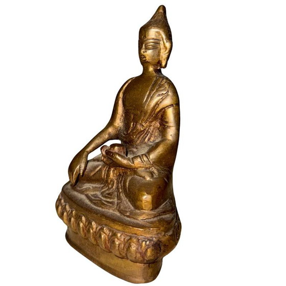 Buda Ladakh Antiguo – Circa 1940 – Bronce Fundido a Mano con Rastros de Dorado – Estatua de Altar Espiritual (photo 8 of 9)