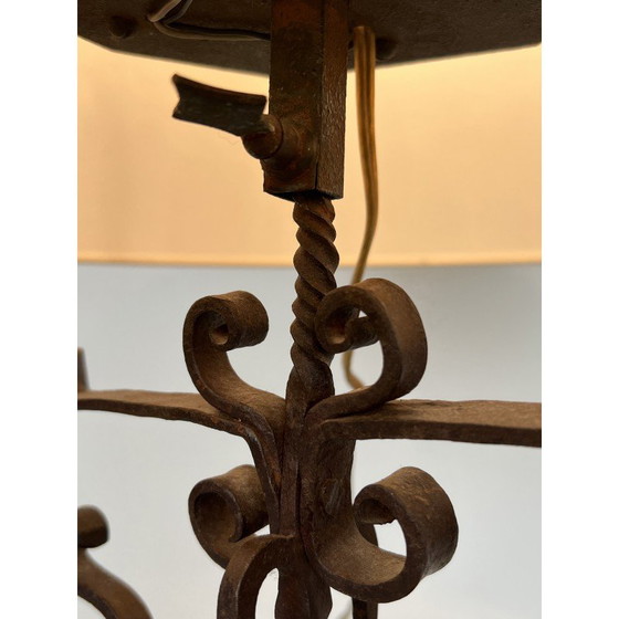 Image 1 of Vintage wrought iron candelabra with 6 lights, France 1950