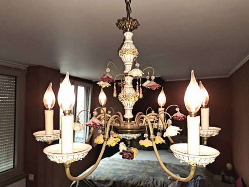 Feestelijke luster Capodimonte stijl – kroonluchters, Glass, Porcelain
