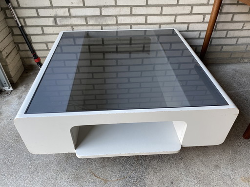 Vintage Coffee Table Wood With Glass Midcentury