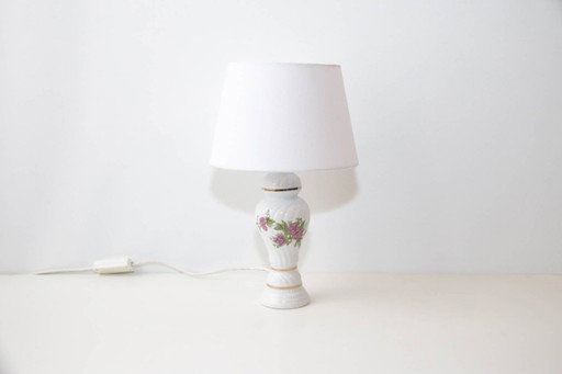 Porcelain table lamp, hand-painted, 1980s vintage