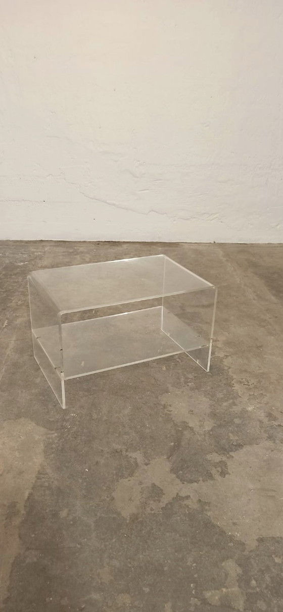Image 1 of Vintage Space Age Plexiglas LP table side table 