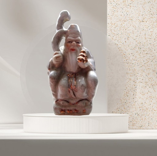 Shouxing in smalto crackle-smaltato cinese di metà secolo – Dio della longevità (11 cm)