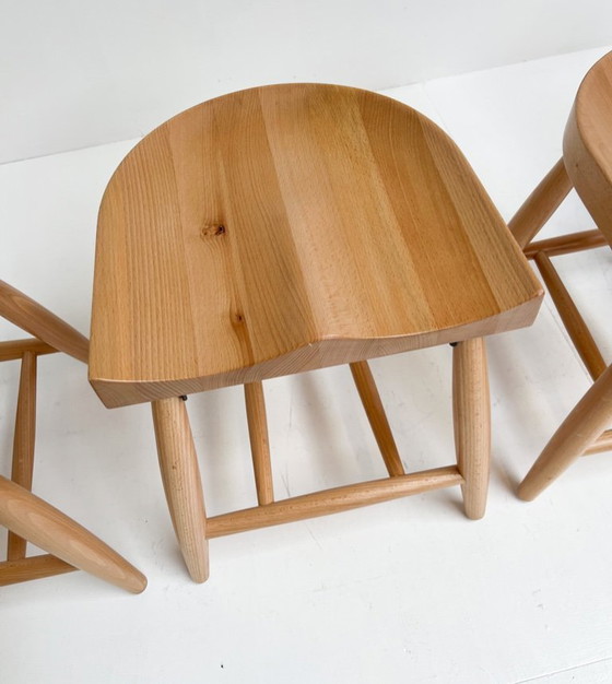 Image 1 of Set of 4 solid wood design stools, after 2000