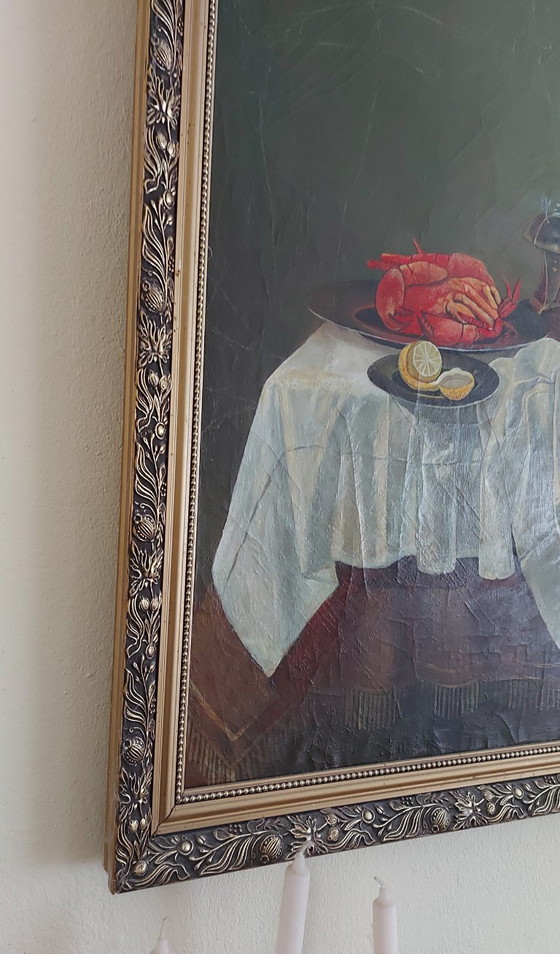 Image 1 of Groot klassiek stilleven, olieverfschilderij, 1999 – Ingelijst origineel kunstwerk