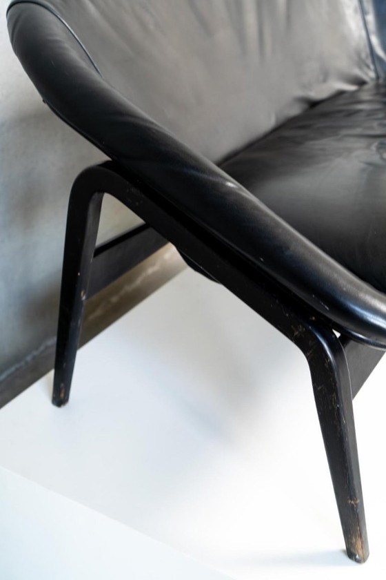 Image 1 of Black vintage leather sofa from the 1960s