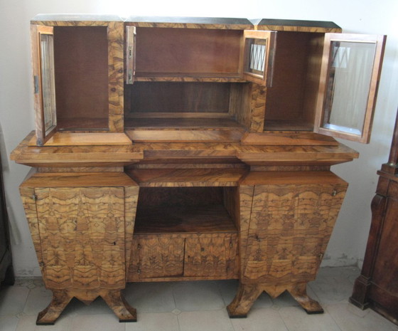 Image 1 of Crédence Art Déco en Bois d'Olivier, Ministre Bottai, Italie, 1933 Design