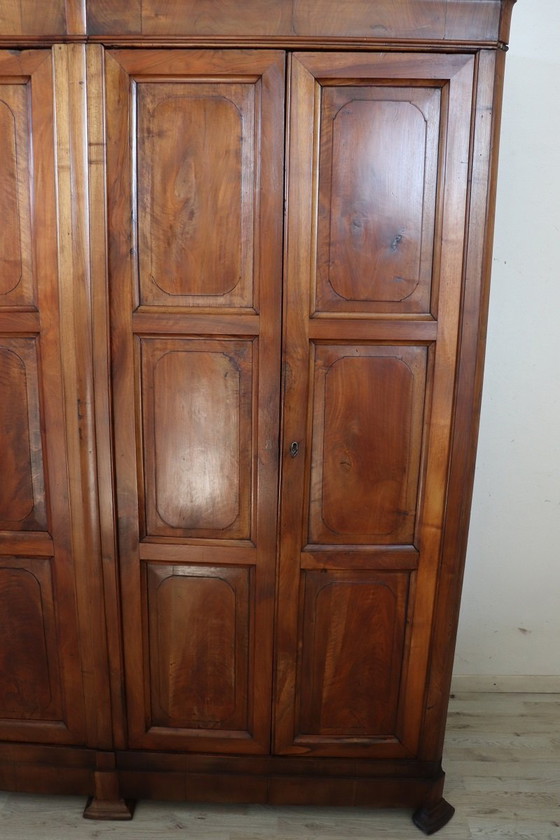 Image 1 of Large Wardrobe 4 Doors in Solid Walnut, Italy 19th Century